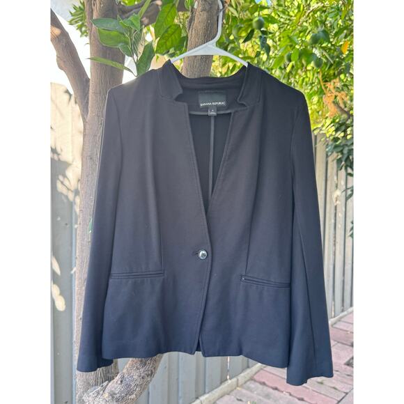 Banana Republic Black Blazer Women’s Size 4 Stretch Knit Workwear Jacket - Picture 1 of 6